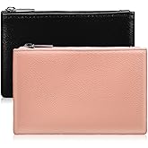 Healvian 2Pcs Coin Purse Zippered Small Pu Leather Change Wallets for Women Portable Compact Wallets with Secure Zipper for Coins Keys Essentials