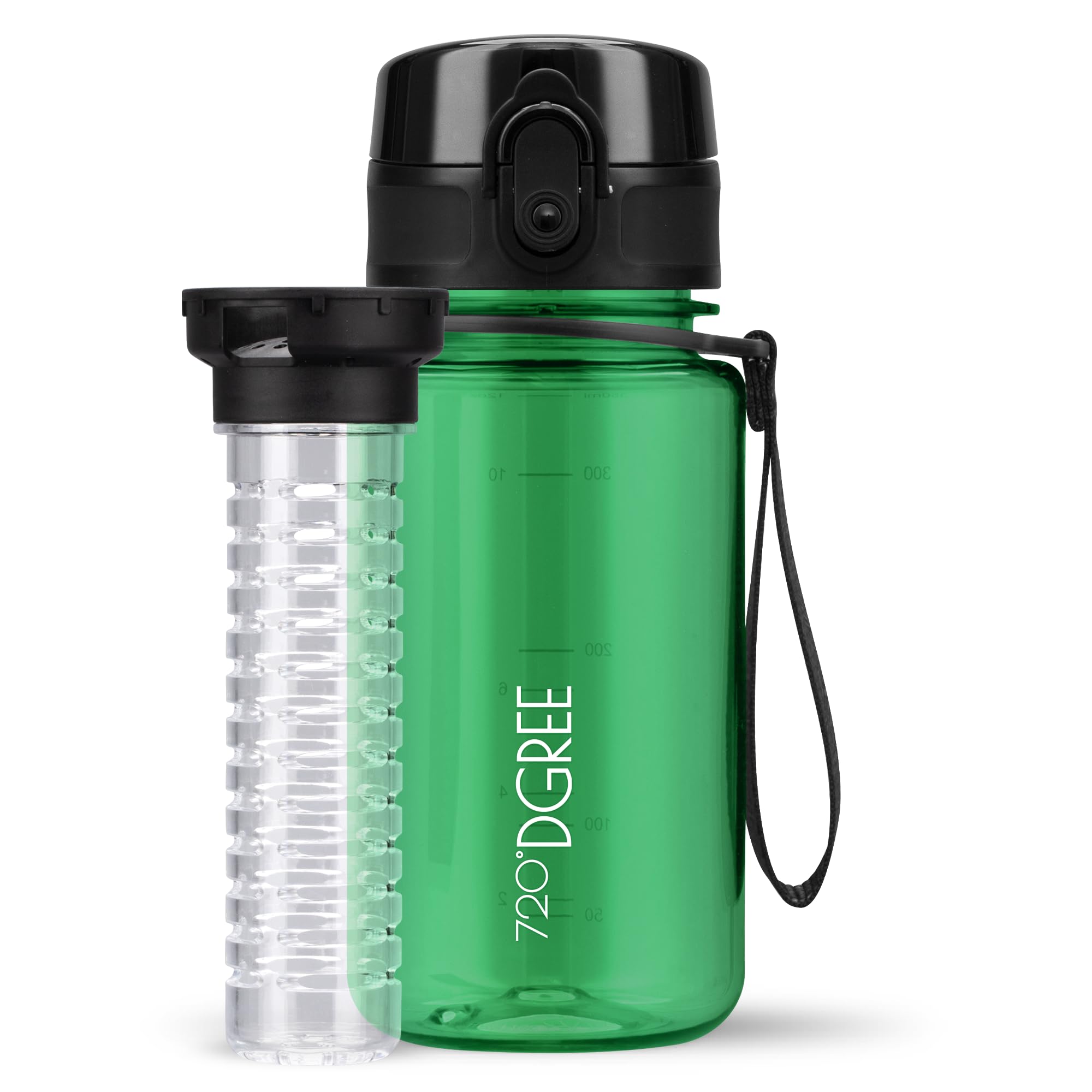 720°DGREE Water Bottle Kids “uberBottle“ - 350 ml crystalClear +Fruit-Infuser - BPA-Free Tritan, Leakproof, Reusable Drinking Bottle - Waterbottle for Children, Kindergarten, School, Sport Travel