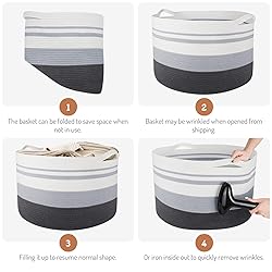 WISELIFE Storage Basket Large Cotton Rope Basket