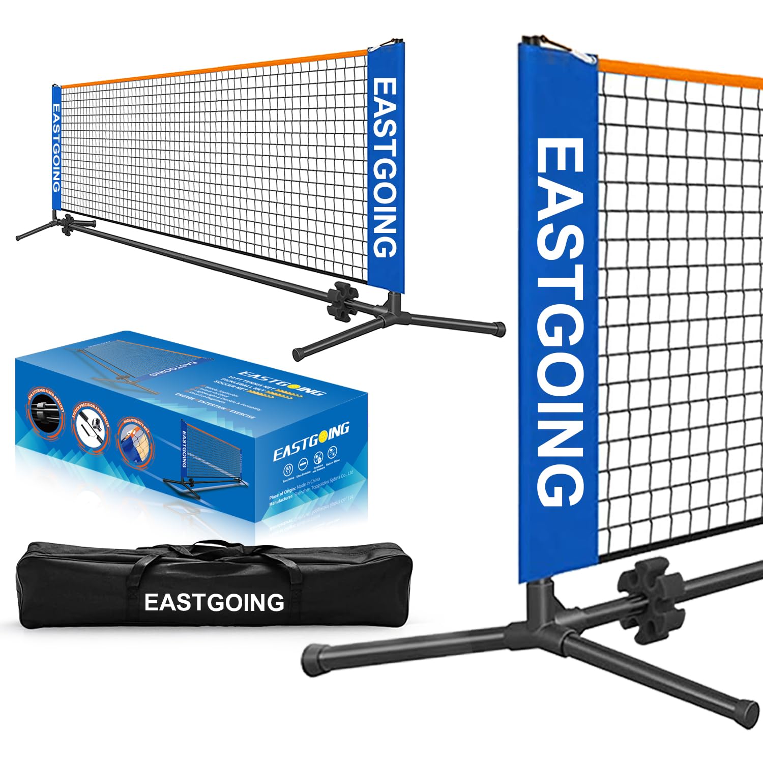 Photo 1 of Eastgoing 10 ft Mini Portable Soccer Tennis Net | Mini Pickleball Net System with Carrying Bag for Driveway Backyard. Easy Assemble Beach Tennis Net | Tennis Practice for Indoor and Outdoor