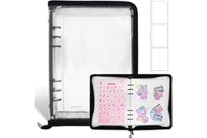 Ruatu Sticker Storage Organizer Binder A5 Sticker Book Collecting Album Reusable Sticker Collection Book with Pocket Zipper Sticker Holder Keeper Book for Adult Collecting Sticker (black)