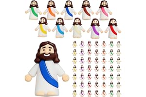Anxingo 50 PCS Mini Jesus Figures, Multi-Colored Cute Little Jesus Figurines Tiny Jesus for Religious Gatherings, Easter Cele