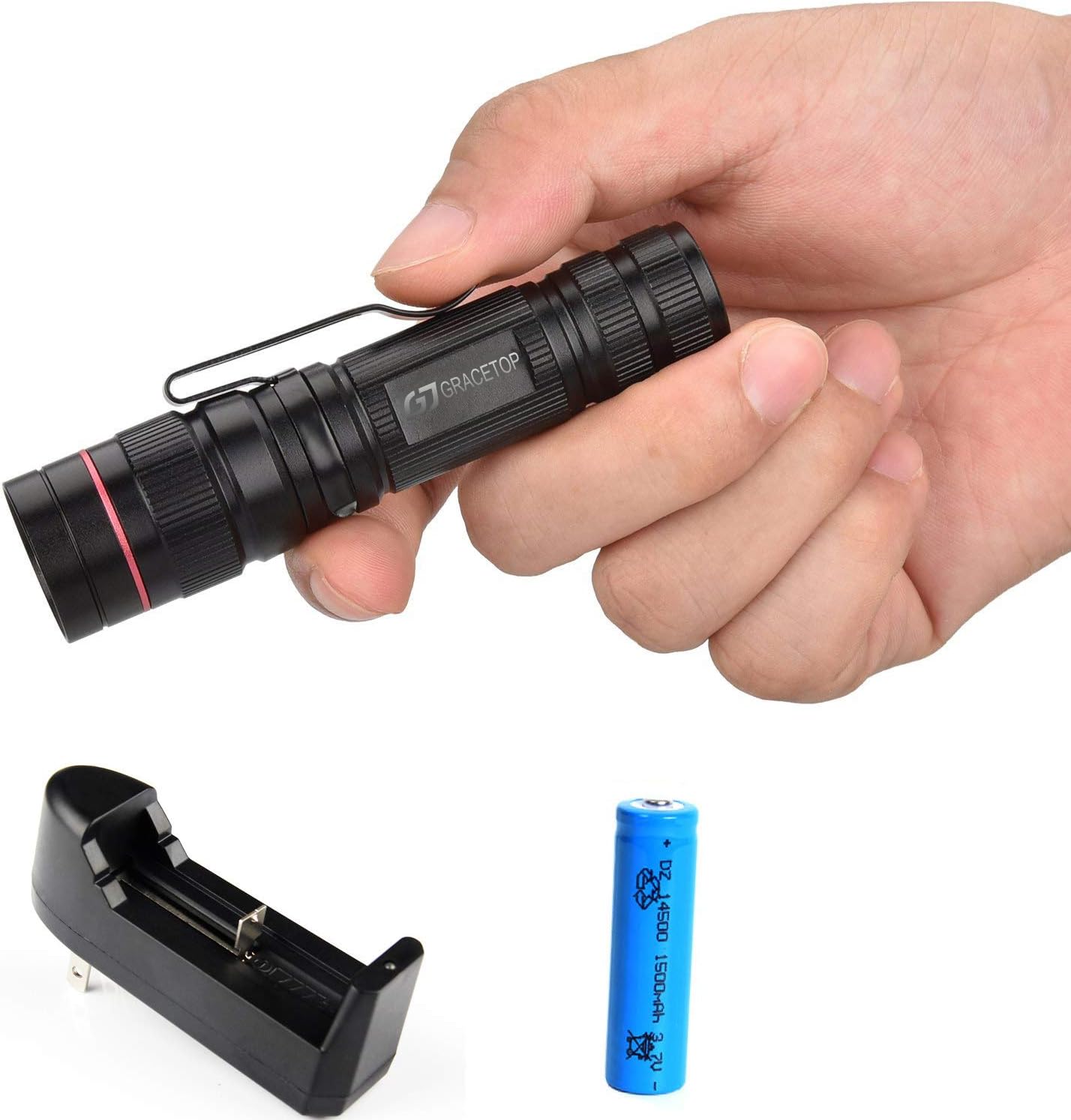 Mini LED Flashlight XPG-R2 600 Lumen Water Resistant Camping mini Pen Light Torch Zoom 3 Modes with 1000mAh battery