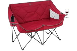 ARROWHEAD OUTDOOR Portable Folding Double Duo Camping Chair Loveseat w/ 2 Cup & Wine Glass Holder
