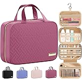 HOTOR Travel Toiletry Bag - Hanging Toiletry Bag for Women & Men, Makeup Bag/Big Comparment, Waterproof for Travel Accessories, Travel Essentials, Large, Rosewood-Pink