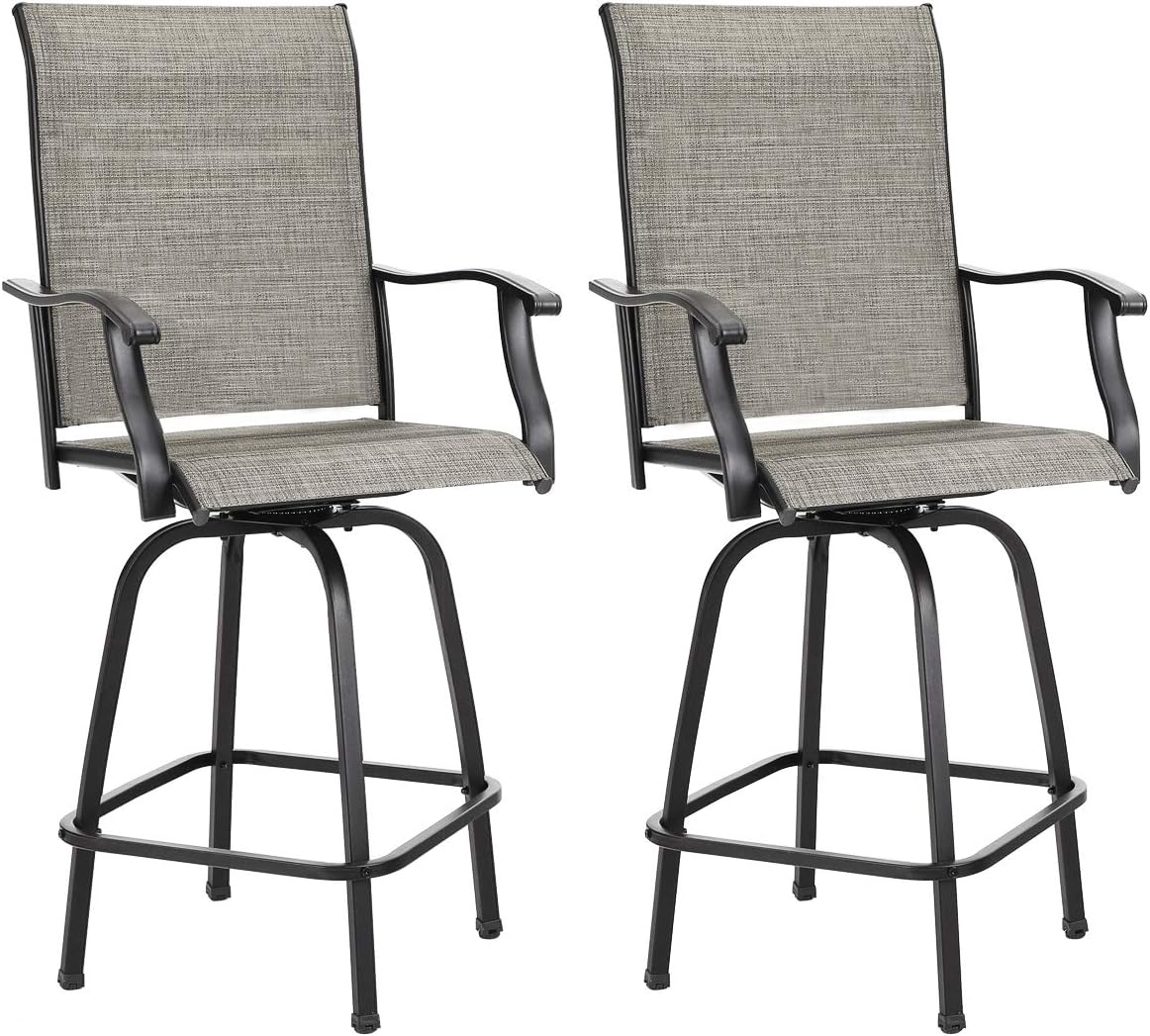 Swivel Outdoor Bar Stools Set of 2, High Top Patio Chairs