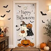 JarThenaAMCS 35.4 x 11.8 in Halloween Door Sticker, Ghost Pumpkin, 2 Sheet | Cute Wall Decal, Large Mural Sticker, Home Office Classroom Party Glass Window Decor