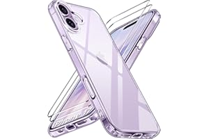 ivoler 3-in-1 Clear Case Designed for iPhone 17 6.3'' 2025 with 2 Pack Tempered Glass Screen Protector Military Shockproof Protective Hard Back Slim for iPhone 17 Cover - Clear