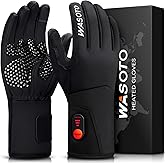 WASOTO Heated Gloves for Men Women,7.4V 22.2WH Electric Rechargeable Windproof Waterproof Touchscreen Heated Ski Gloves for Winter Outdoor Work Fishing Hiking Camping Cycling Driving Raynaud