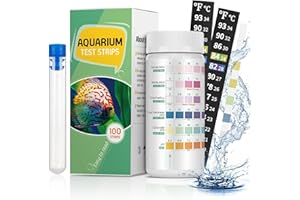 Pawfly 6 in 1 Aquarium Test Strips, 100 Strips Fish Tank Testing Strips for pH Chlorine Nitrate Nitrite Carbonate and Hardnes