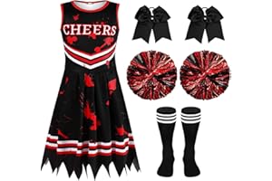 Liitrsh Cheerleader Costume Girls Cheerleading Halloween Cosplay Scary Outfit Bloody Dress Accessories for Party