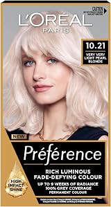 L'Oreal Paris Preference Stockholm 10.21 Permanent Hair Dye 100% Grey Coverage
