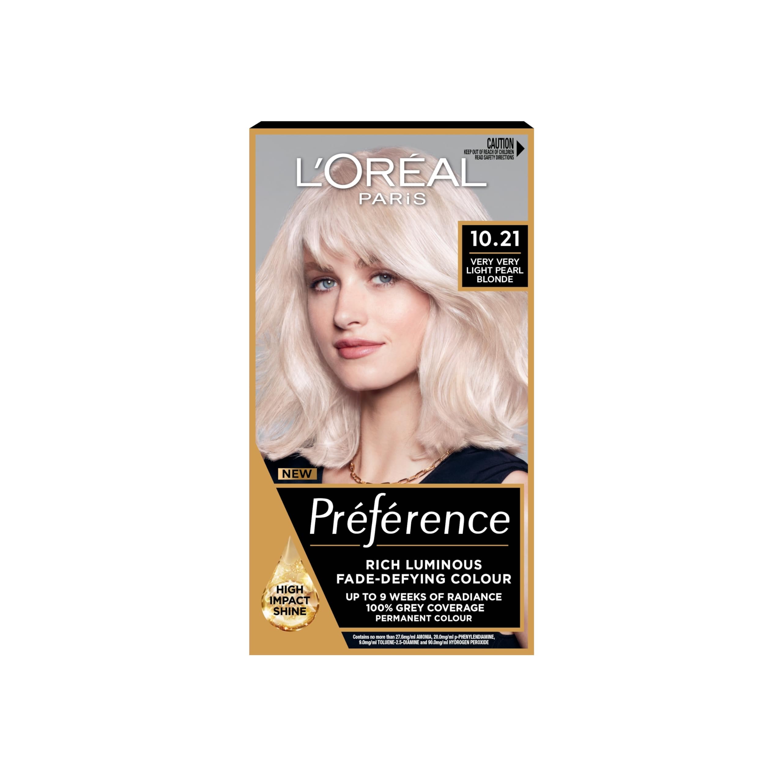 L'Oreal Paris Permanent Hair Dye, Preference 10.21 Stockholm, 100% Grey Coverage, Long Lasting, Luminous Hair Colour with Anti-Brass Purple Mask, Luminous Reflects, Pack of 1 — image 1