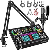 Ideanthro C200PRO Podcast Equipment Bundle, Audio Mixer with Microphone | Dual-core DSP, voice changer, noise reduction, 3-band EQ, boom arm, for PC and smartphone podcasting, streaming and singing