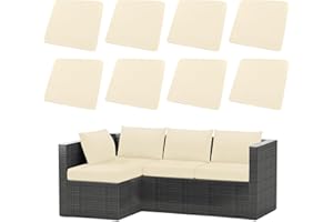 U'Artlines 8Pcs Stretch Patio Cushion Covers Replacement, Waterproof Elastic Outdoor Cushion Covers Washable Sofa Cushion Covers Slipcovers for Outdoor Furniture Backyard (Beige, Cover Only)
