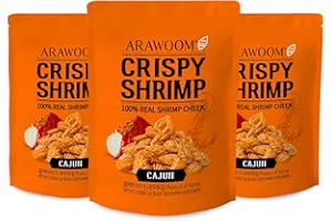 ARAWOOM - 100% Real Black Tiger Shrimp Head Crisps, Cajun Pack [2oz, Pack of 3], Crispy Seafood Snack, High-Protein Crunch, Crunchy On-the-Go Treat