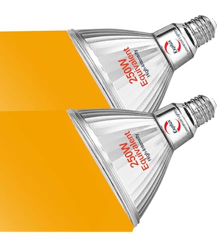 Explux Full Glass LED PAR38 Amber Flood Light Bulbs, Weatherproof