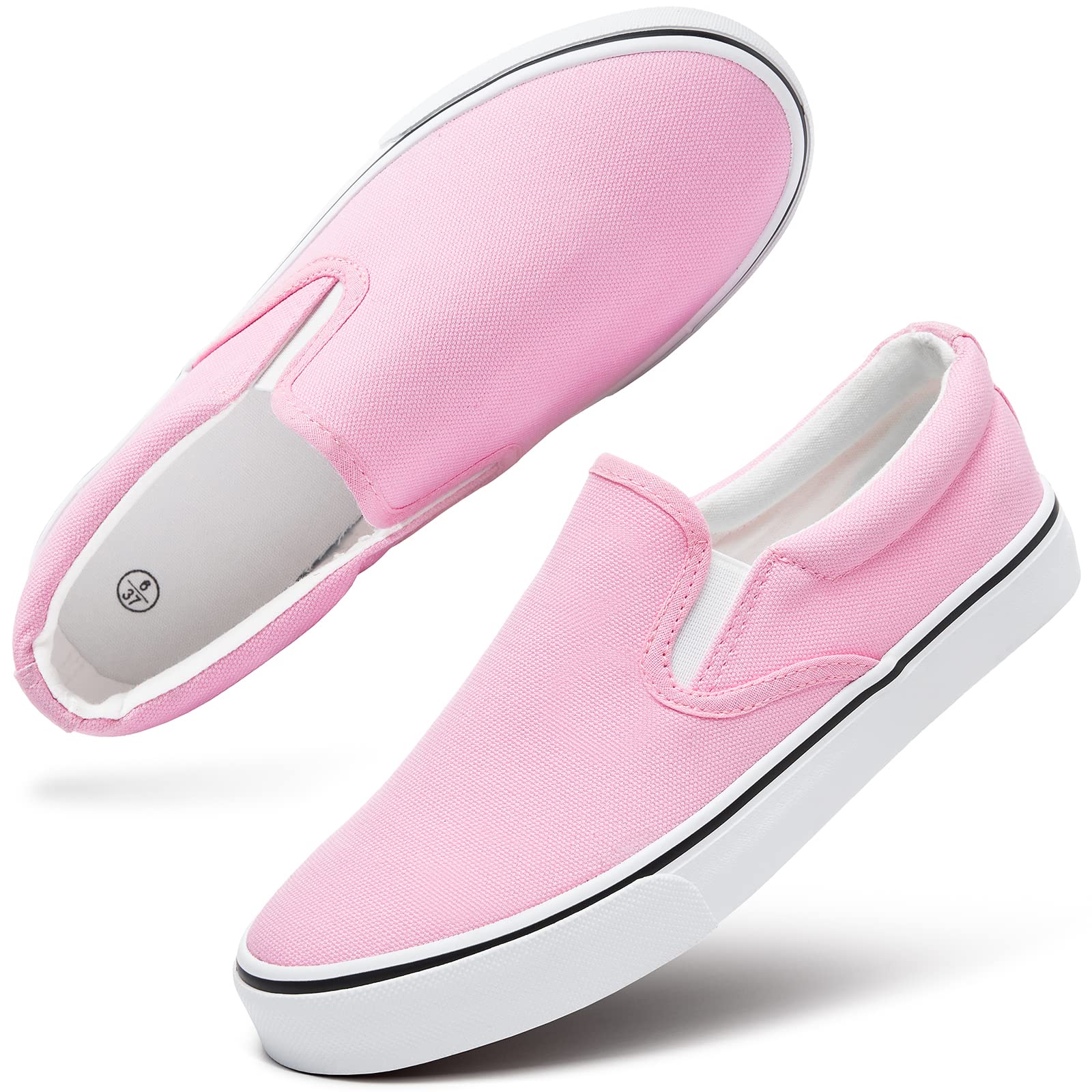 Women's Slip on Sneakers Womens White Canvas Slip on Shoes Fashion Canvas  Sneakers for Women Black Casual Shoe