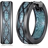 Black Cross/Viking/Thorn Earrings for Men 925 Sterling Silver Turquose Cross Hoop Dangle Earrings Religious Christian Jewelry Gifts for Men Women