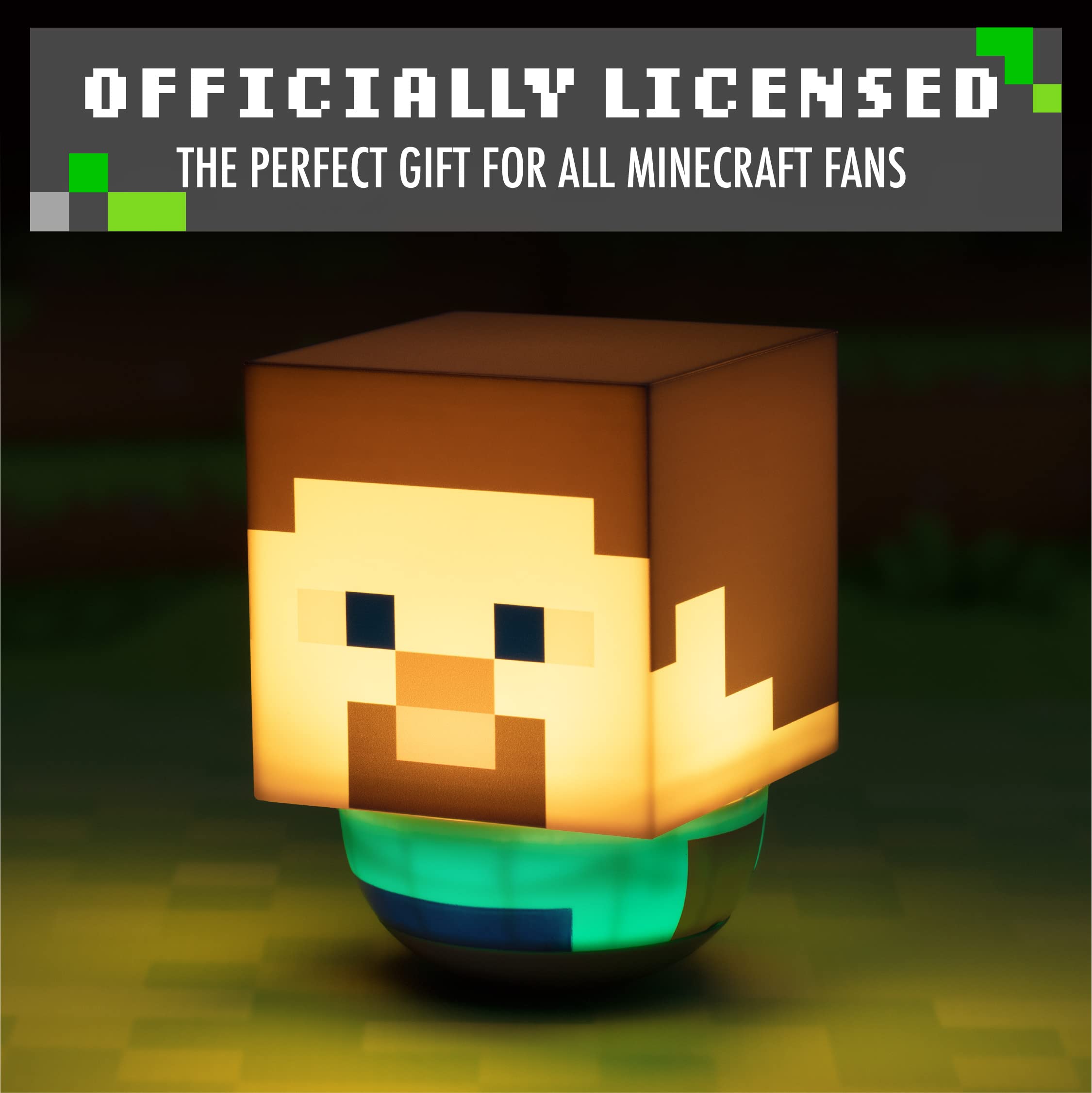 Paladone Steve Swaying Night Light for Kids | Officially Licensed Minecraft Bedroom Decor, Multicolour, one Size
