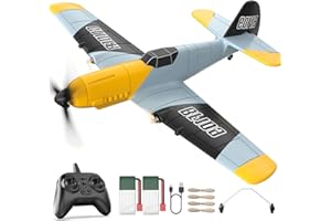 DEERC RC Plane 3 Channel BF-109 Remote Control Airplane Fighter Toys,2.4GHz 6-axis Gyro Stabilizer RTF Glider Aircraft Plane with 2 Batteries,Easy to Fly for Adults Kids Beginners Boys