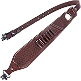 CVLIFE Leather Rifle Sling Two Point Sling Leather Gun Sling with Ammo Holder Adjustable Gun Strap Traditional Sling with Swivels