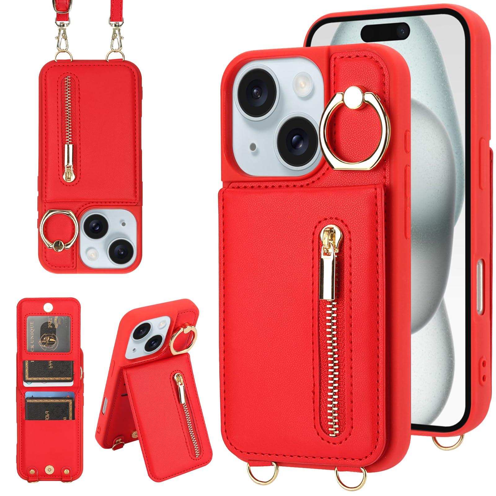 Jcxtrombulous Crossbody Wallet Case for iPhone 15