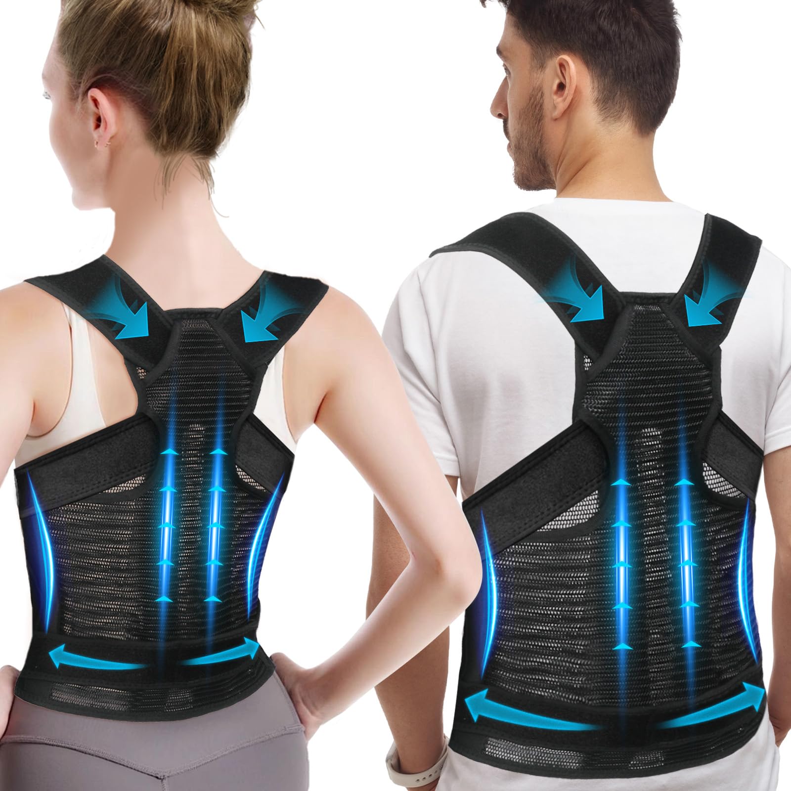 HLGO Back Support Brace Posture Corrector for Women Men Upper Back Brace Adjustable & Breathable for Posture Correction Straps for Scoliosis and Hunchback, Spine Back Pain, Posture Trainer (XL)
