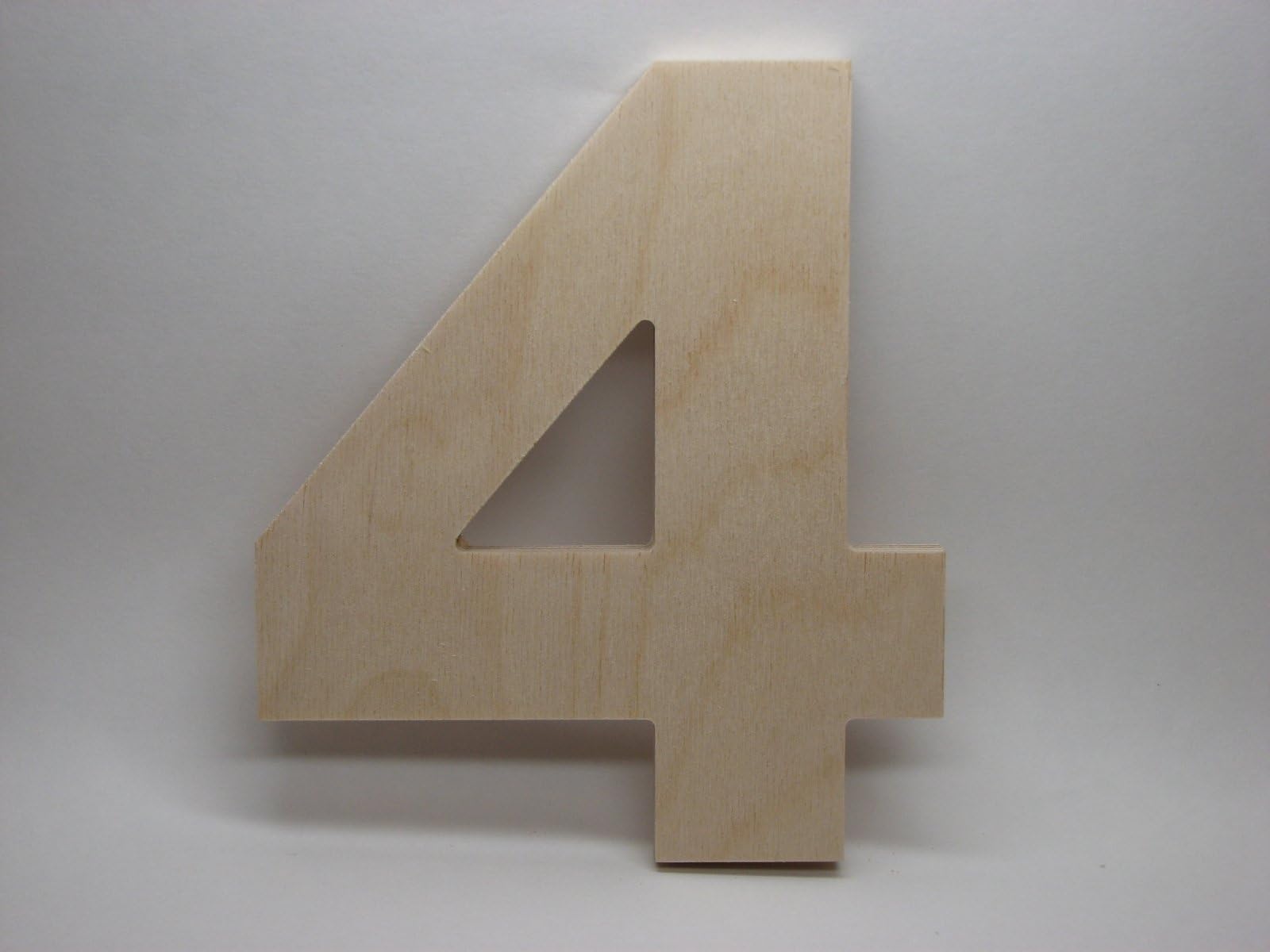 LetterWorx 8" Wooden Number 4 - Arial Font | Unfinished Baltic Birch Wood Letter | 8 Inch Tall