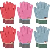 GOHI 6 Pairs of Kids Gloves Boys Winter Gloves Stretchy Full Fingers Knitted Gloves Wool Fleece Lined Mittens