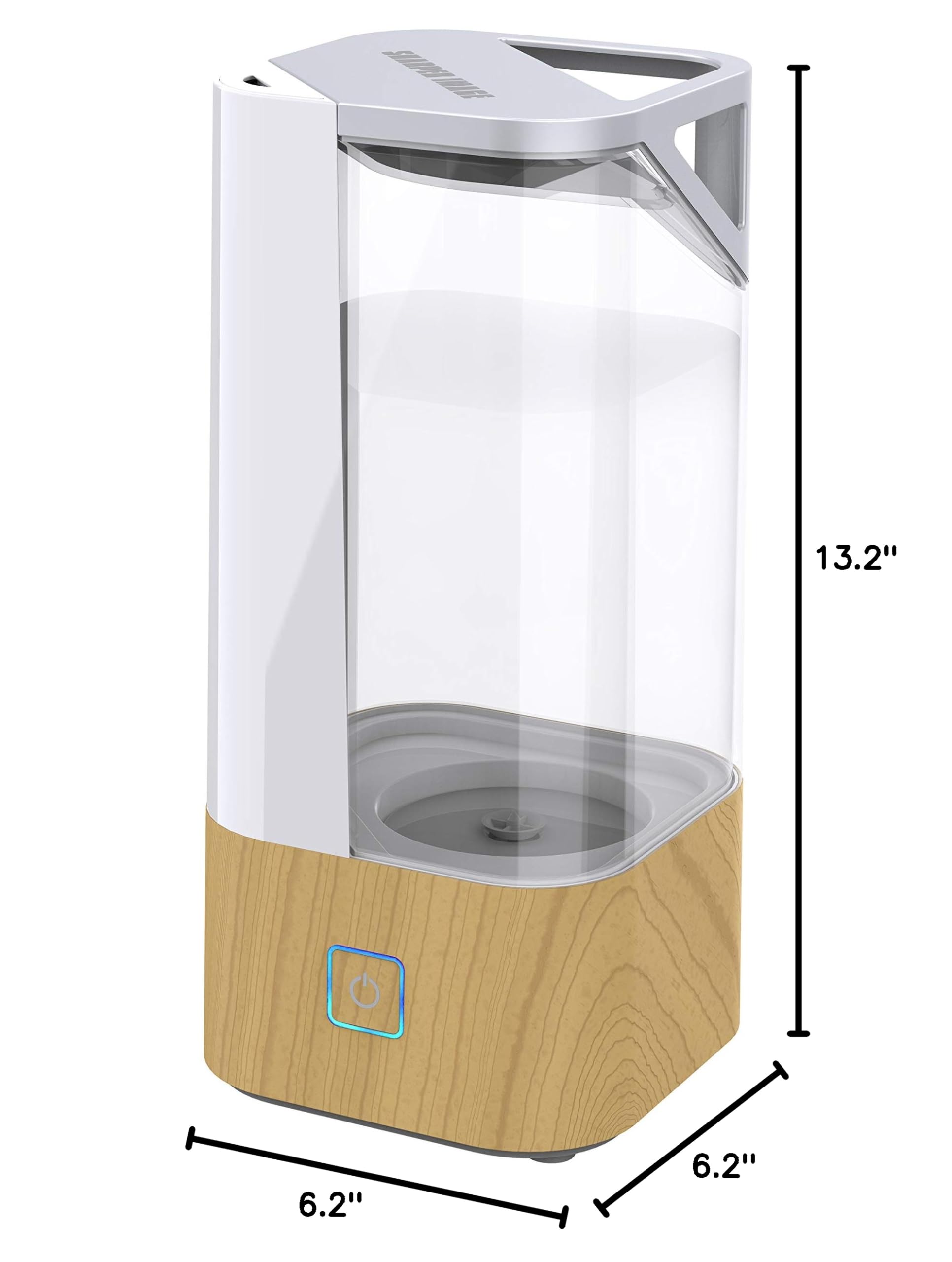 Sharper Image UHS1-SI Ultrasonic Cool Mist Humidifier, 1 Gallon, 2 Settings, Auto Shut-Off, Illuminated Touch Control, Low Water Indicator, Easy Fill Tank, 1.0 Gallon, Ash Woodgrain