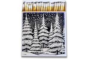 Curator Home Luxury Gift Long Safety Matches I Square Match Box (Winter Pines)