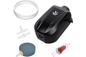 Pawfly 30-64 GPH Aquarium Air Pump with Dual Outlets Adjustable Quiet Oxygen Aerator Pump with Airline Tubing Air Stone Conne