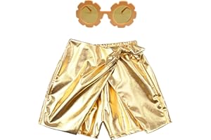 Perfashion Girls' Metallic Skorts Sparkly Shorts with Sunglasses Dancing Skirt 4-13 Years