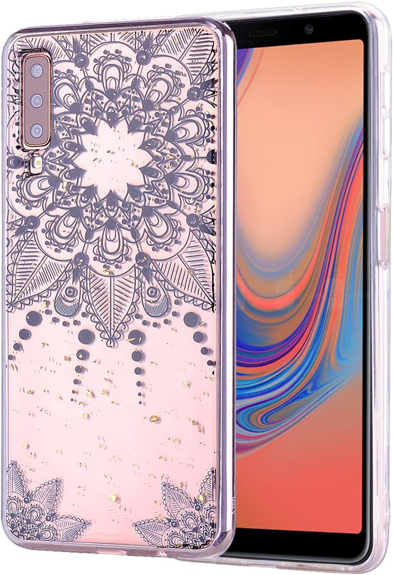 Soft Glitter Back Cover for Samsung Galaxy A70,Xifanzi Galaxy A70 Case [Gold Foil Embedded] Glitter Bling Sparkle Slim Protective TPU Bumper Clear Fashion Girls Case for Samsung Galaxy A70,mandalas