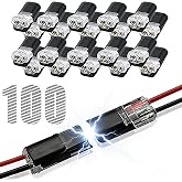 100pcs Double Wire Plug in Connector with Locking Buckle, Quick-Clip Fasteners Multi-Purpose Snap-On Blocks for Strip Lights DIY Crafting, Low-Voltage Decor &amp; Model Kits 2 Pin