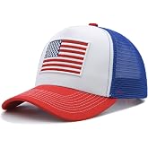 Wodeal American Flag Trucker Hat for Men Women, Adjustable USA Baseball Cap | Snapback Mesh Patriotic Hats, 4th of July Gifts, Parades Outfits, Patriotic Events, Casual Wear, Embroidered Design