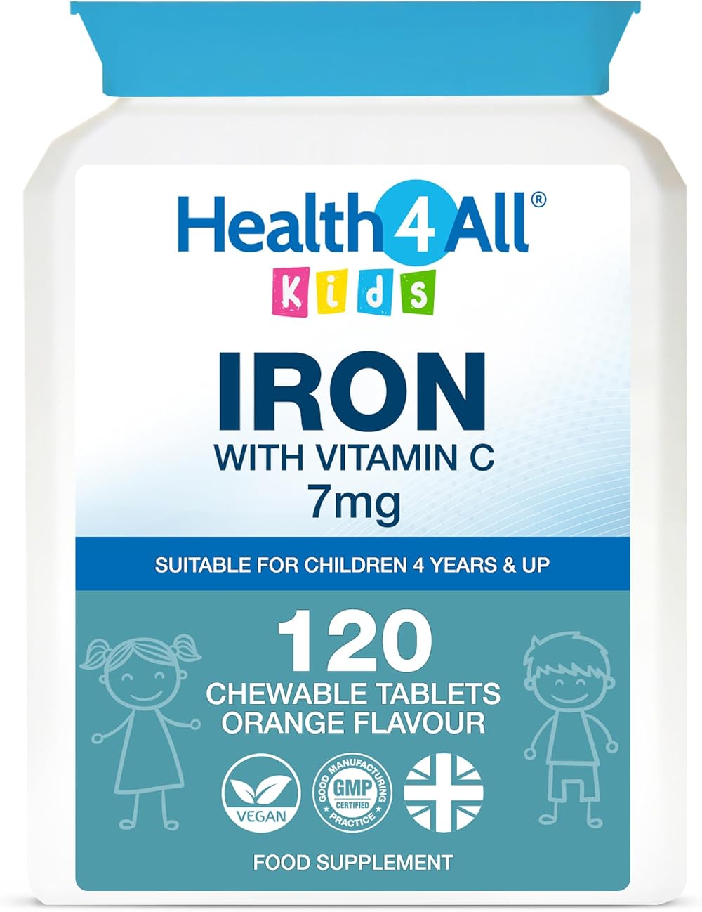Health4All Kids Iron 120 Chewables 4 Months Vegan Sugar Free 4+