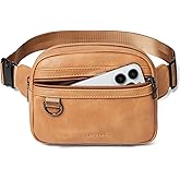 Leresas 2L Fanny Packs for Women Cross Body Belt Bag Vegan Leather Chic Waist Pack Crossbody Waist Bag Travel Running Tan