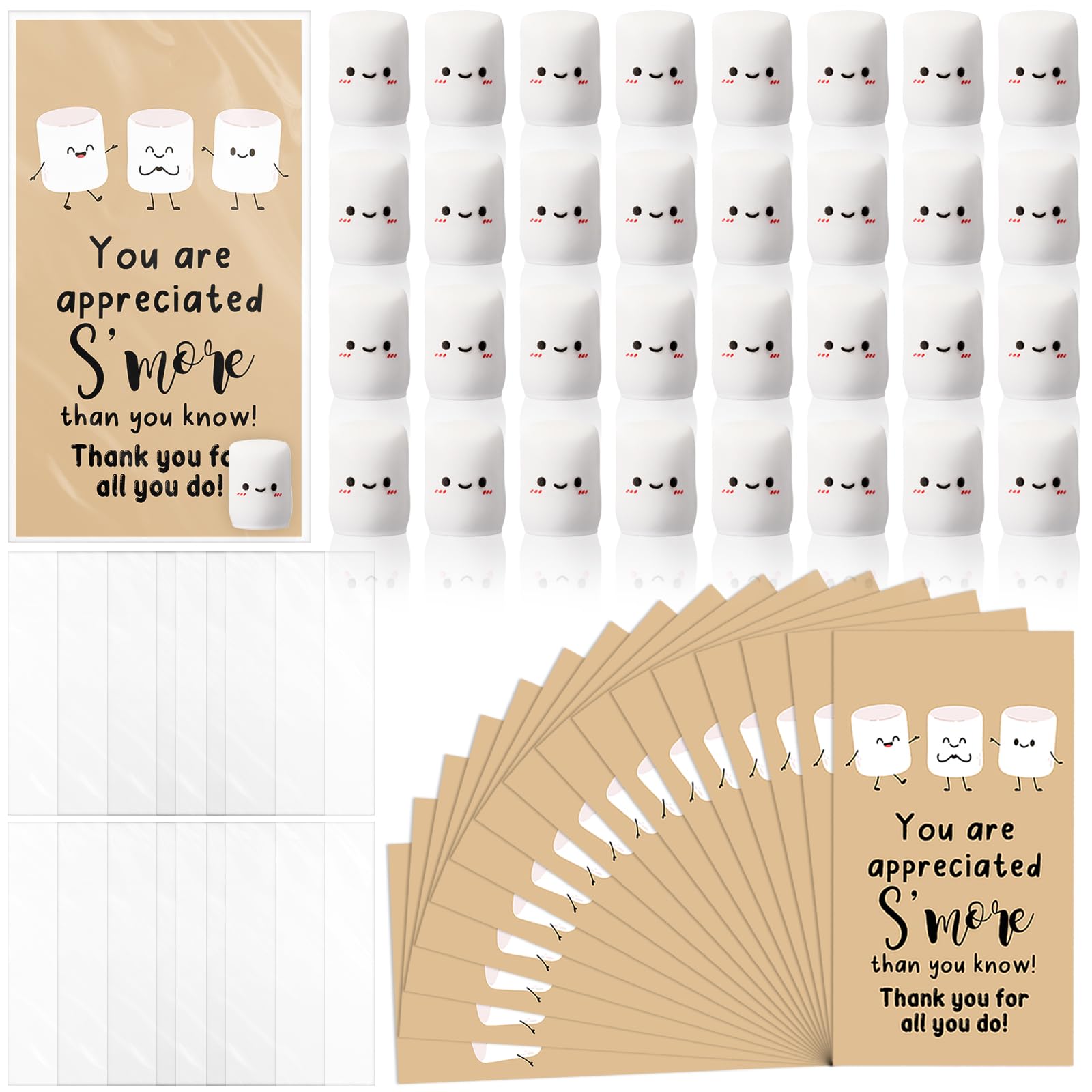 Photo 1 of CroBlissful 100 Sets Employee Appreciation Gifts Bulk Cute Resin Mini Marshmallow Smores with Thank You Card Inspirational Gift for Team Coworker Staff Teacher Office Favors Graduation Gifts