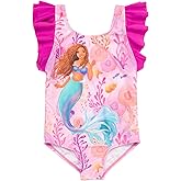 Disney Princess Girls One Piece Bathing Suit UPF 50+ Toddler to Big Kid Sizes (2T - 10-12)
