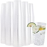 FOCUSLINE 200 Pack 12 oz Clear Plastic Cups, Disposable Cups Reusable Plastic Tumblers, Heavy-duty 12 Ounce Clear Cups Tumblers for Party, Thanksgiving, Halloween, Christmas
