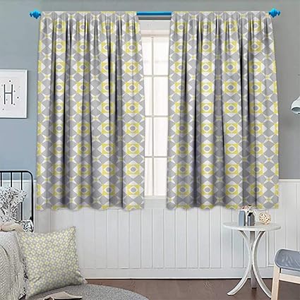 Amazon Com Anhounine Grey And Yellow Blackout Curtain Tile
