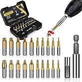 Gifts for Men - 22Pcs Titanium Damaged Screw Extractor Set, Remover for Stripped Head Screws Nuts &amp; Bolts Drill Bit Tools for Easy Removal of Rusty &amp; Broken Hardware High Speed Steel Superb Gift