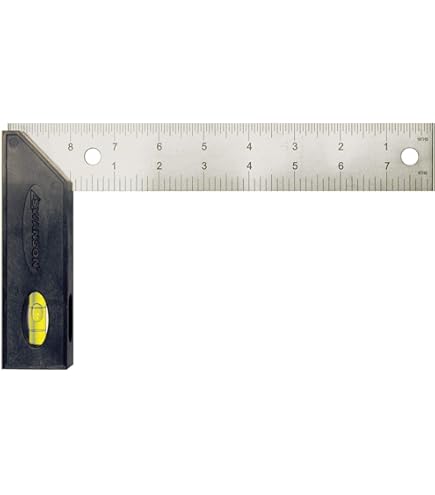 Johnson Level & Tool 450 Try & Mitre Square - 8" Stainless Steel Carpenter Square With Structo-Cast Handle