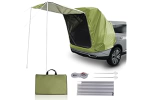 BUMBEE SUV Tailgate Tent Car Roof Canopy and Poles with Awning Shade, Outdoor Hatchback Rear Shelter, Roof Canopy, Waterproof Bug Protection, Fits for MPVs CUVs Van, Green