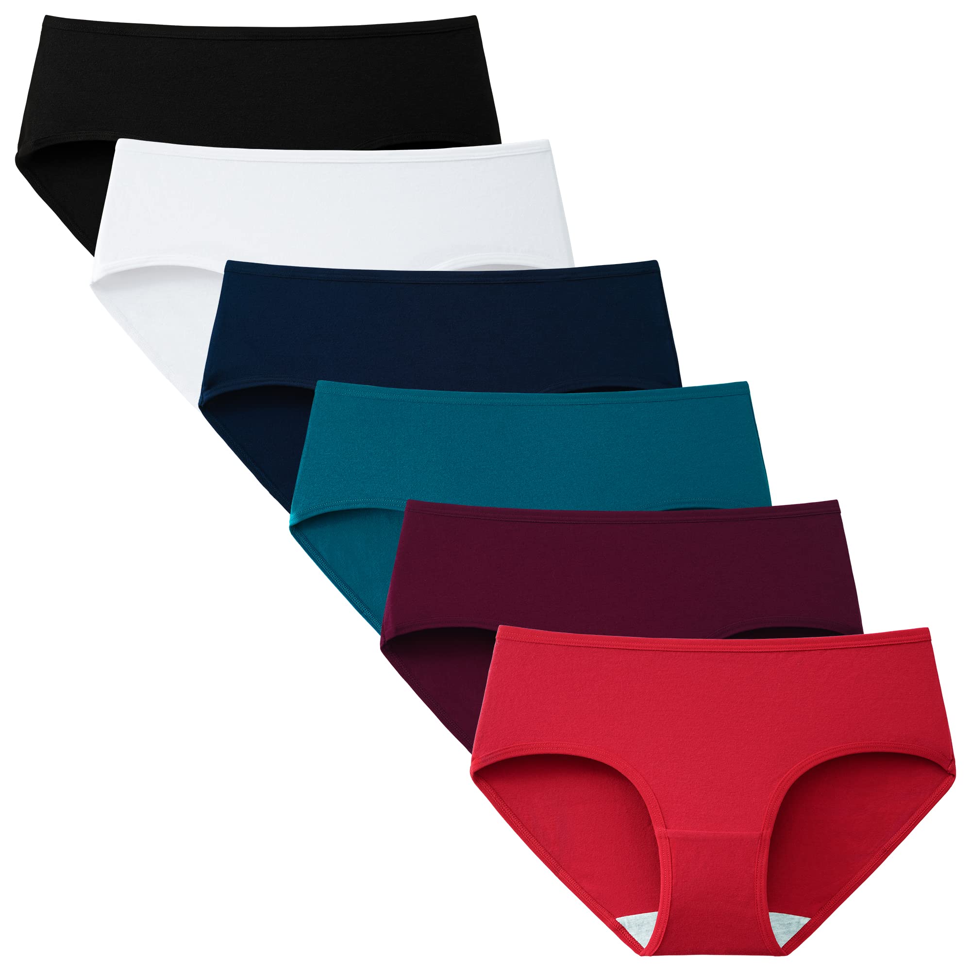 Photo 1 of INNERSY Womens Underwear Cotton Hipster Panties Regular & Plus Size 6-Pack(Scarlet Navy,Small)