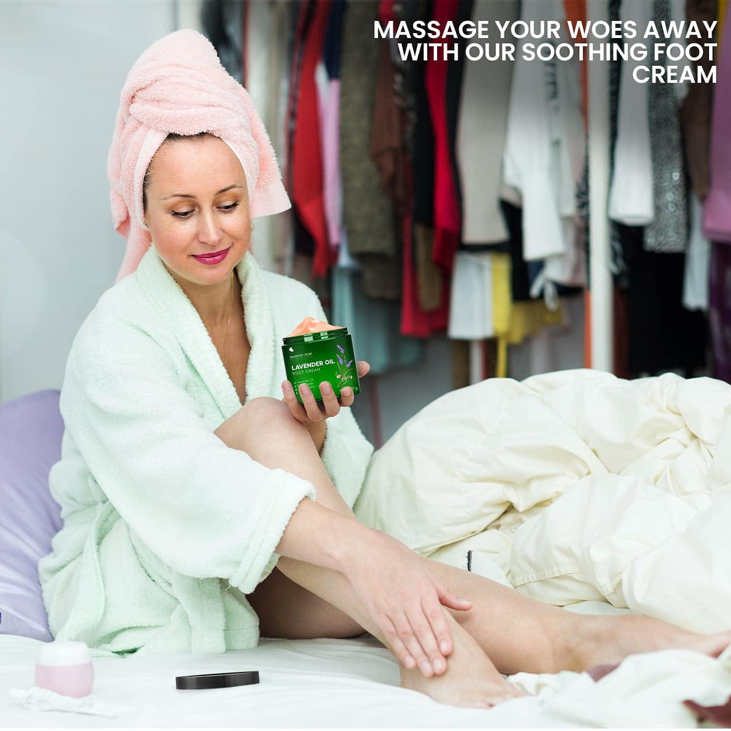 Majestic Pure Lavender Oil Foot Cream, Warming Cream - Calluses, Dry Cracked Feet, Hands, Heels, Elbow, Nails, and Knees - Softens & Moisturizes Skin - 8 oz