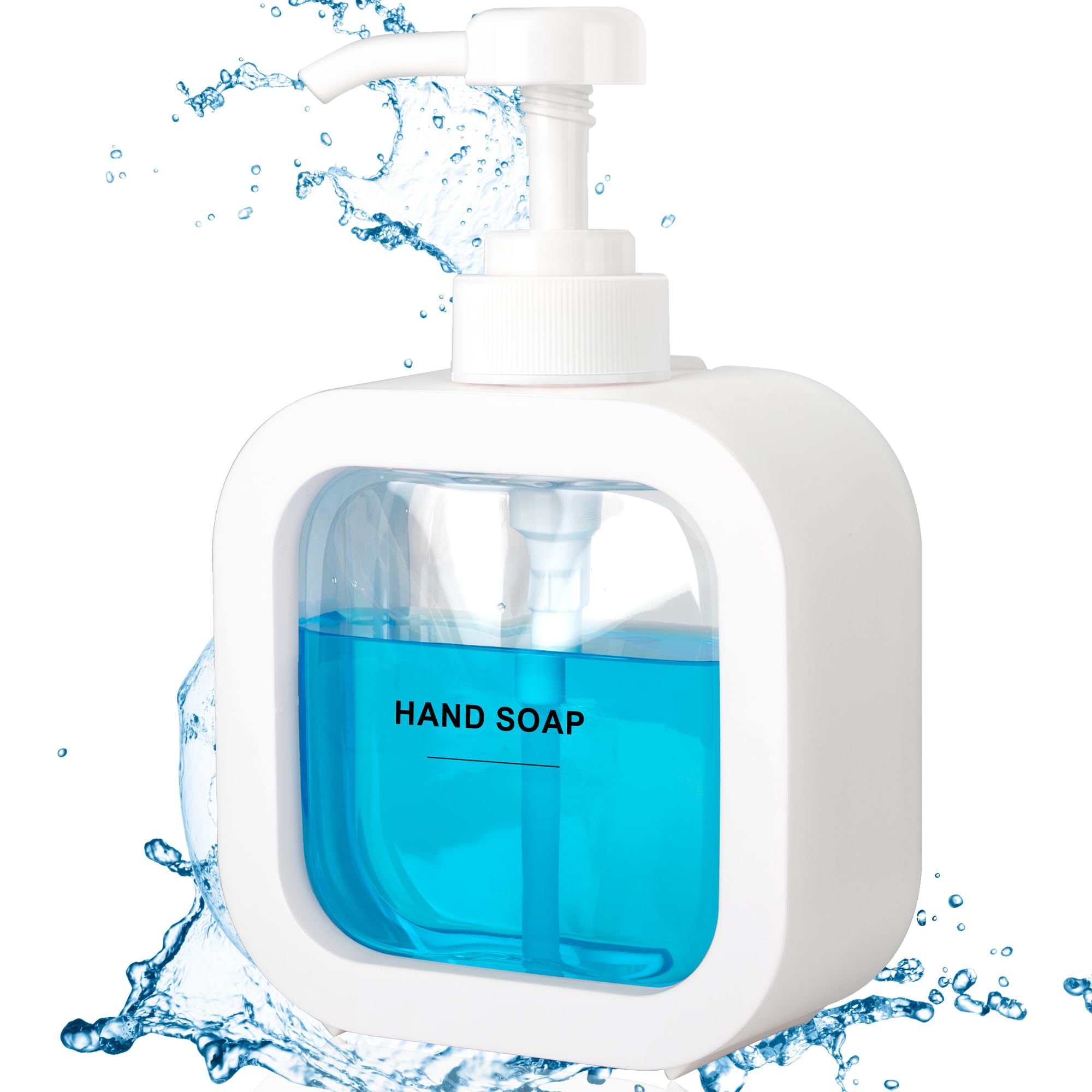 ONECOCOA Modern Soap Dispenser for Bathroom and Kitchen Sink, Small Hand Soap Plastic Dish Soap Dispenser with Pump and Labels - White