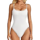 Avidlove Women Square Neck Lace Bodysuit Sleeveless Spaghetti Strap Tank Top Body Suits